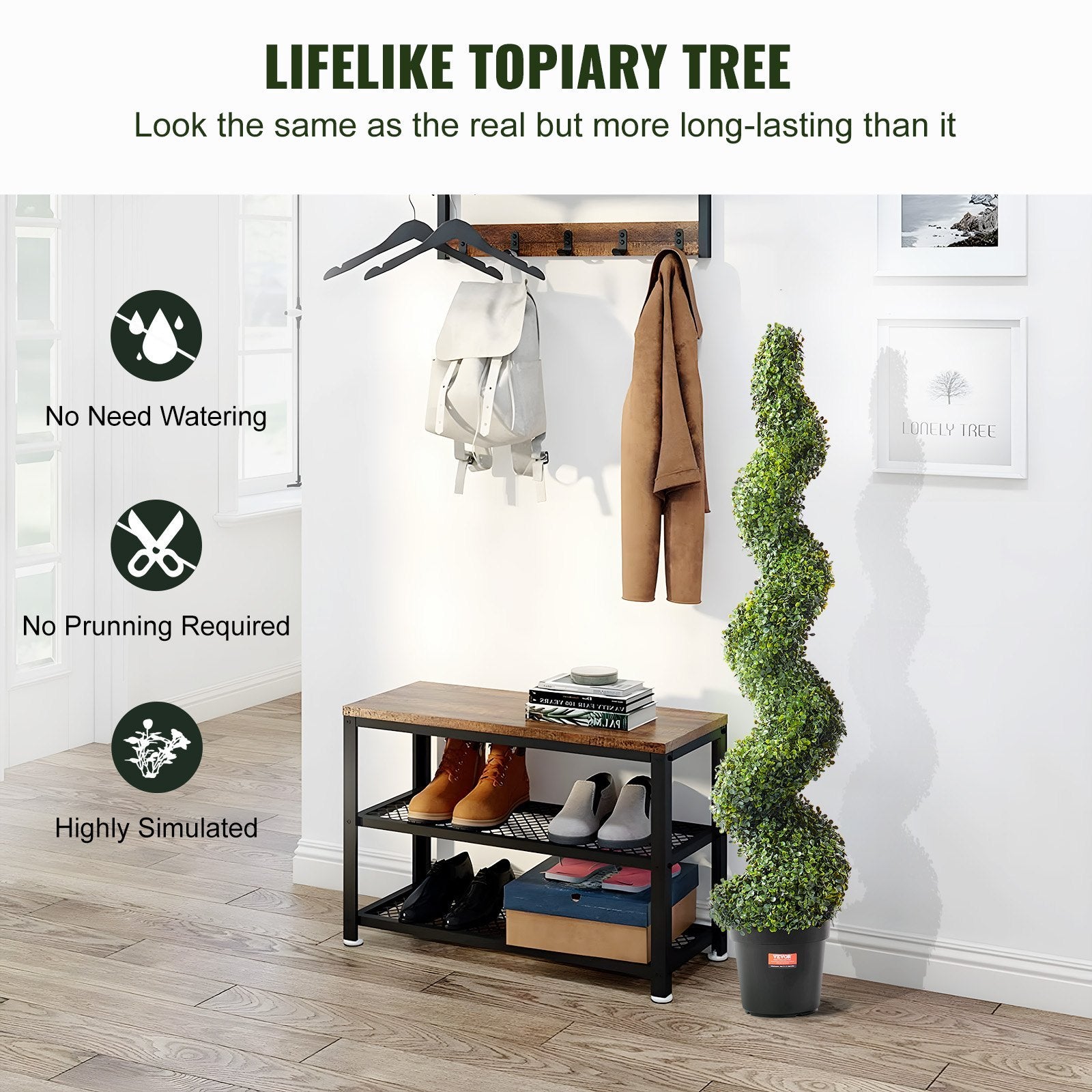 VEVOR 2 Pack 5' Artificial Boxwood Topiary Tree Faux Plant UV Decor In Outdoor
