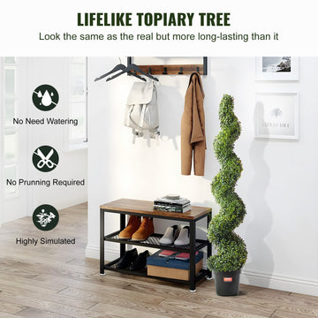 VEVOR 2 Pack 5' Artificial Boxwood Topiary Tree Faux Plant UV Decor In Outdoor
