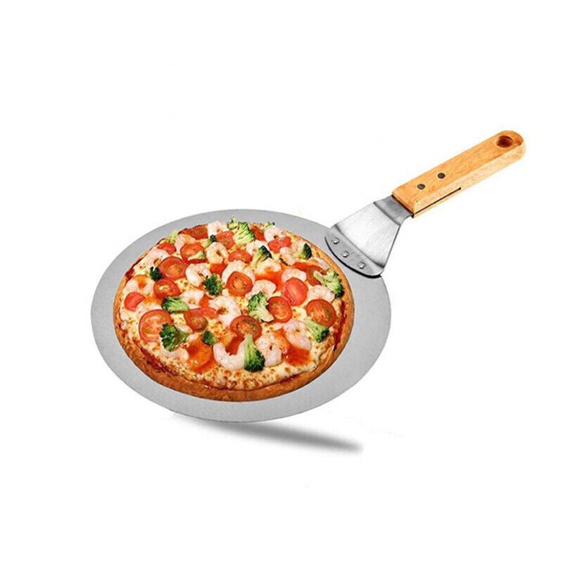 12Inch Stainless Steel Pizza Paddle Peel Bakers BBQ Oven Tray Wooden Handle