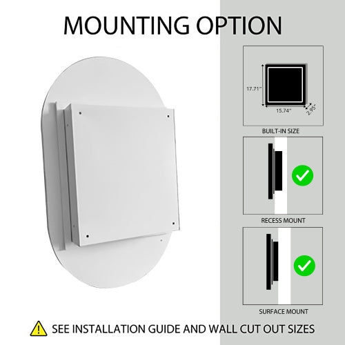 20x34 Inch Oval Recessed Metal Frame Bathroom Wall Cabinet With Mirror And Adjustable Shelves Unavailable Platforms- Temu
