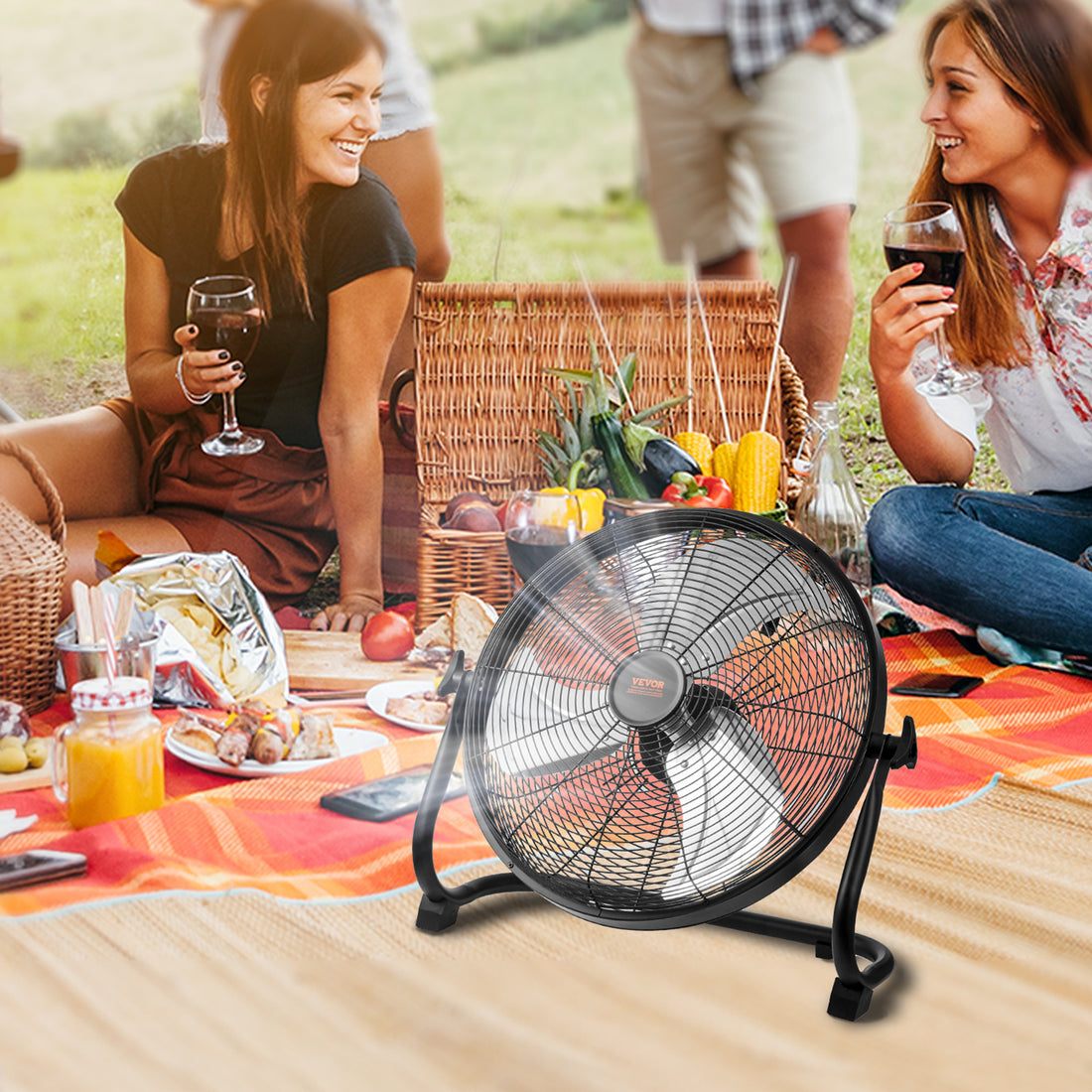 VEVOR Cordless Fan 16 In, Portable Quiet Personal Fan For Home Or Office, 360 Degree Manual Pivoting Head, Stepless Speed Regulation High Velocity Cordless Fan, Heavy Duty Metal Industrial Floor Fans